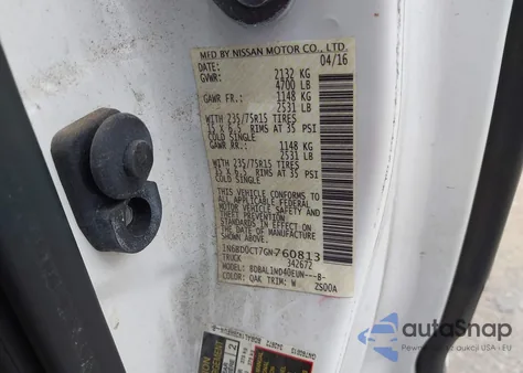 2016 Nissan Frontier S z USA, uszkodzony, nr VIN 1N6BD0CT7GN760813